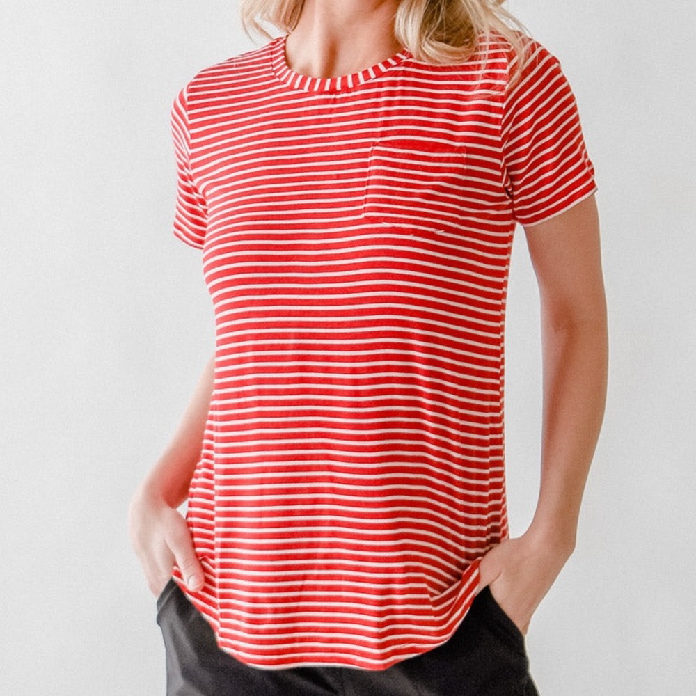 Albion Red and White Striped Tee